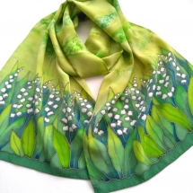 Батик платок из натурального шелка Ландыши