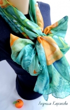 Батик шарф из натурального шелка "Цитрусовая свежесть"