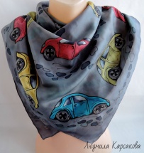Silk shawl "Retro cars"