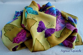 Silk shawl "Multicolored butterflies"