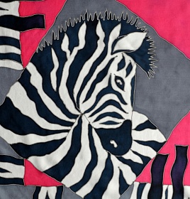 Батик платок из натурального шелка Счастливые зебры
