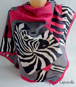 Батик платок из натурального шелка Счастливые зебры