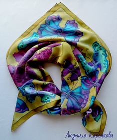 Silk shawl "Multicolored butterflies"