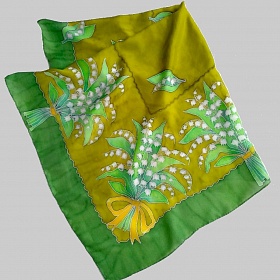 Батик платок из натурального шелка Майские ландыши