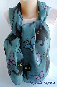 Silk scarf "Kittens"