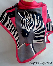 Silk shawl "Happy zebras"