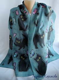 Silk scarf "Kittens"